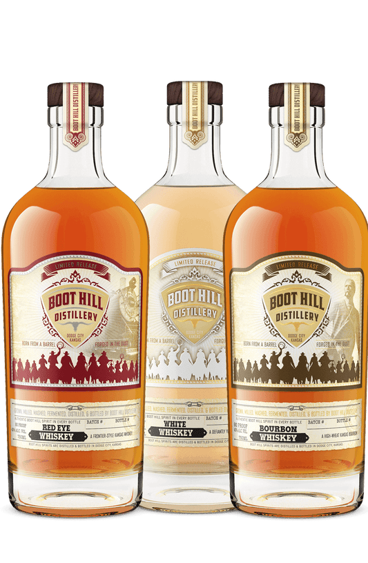 Whiskey Bundle: White, Red Eye & Bourbon | Boot Hill Distillery -  RackHouse Whiskey Club